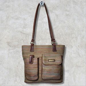 Rosetti Boho Rainbow Tweed Cotton Pocket Shoulder Bag Purse